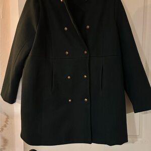 Chic Soul Dark Green Double-Breasted Pea Coat
